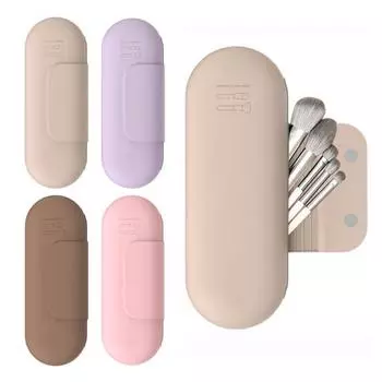 Силиконовый держатель для кистей для макияжа, сумка для хранения, большая вместимость, портативный держатель для косметических кистей с магнитным замком фиолетовый