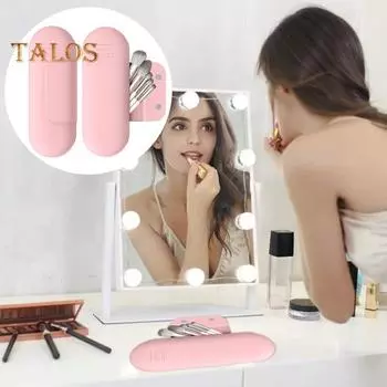 Силиконовый держатель для кистей для макияжа, сумка для хранения, большая вместимость, портативный держатель для косметических кистей с магнитным замком хаки