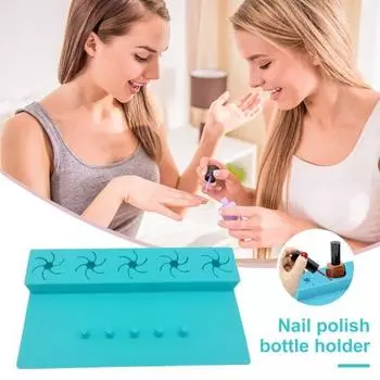 Силиконовый держатель для лака для ногтей, подставка, органайзер с защитой от проливания, 5 слотов, 2 в 1, аксессуары для дизайна ногтей розовый