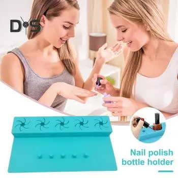 Силиконовый держатель для лака для ногтей, подставка, органайзер против разлива, 5 слотов, 2 в 1, аксессуары для дизайна ногтей, подставка для рук, рабочая станция для маникюра, педикюра чёрный