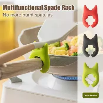 Силиконовый держатель для ложки, антиожоговая лопатка, полки для хранения, зажим для совка, устройство для выпуска пара, зажимы для кастрюль, кухонные принадлежности для приготовления пищи 2pcs зелёный