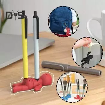 Силиконовый держатель для ручек на месте преступления, забавный держатель для карандашей на столе, украшение в стиле ужасов, канцелярские принадлежности для офиса красный