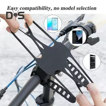 Силиконовый держатель для телефона на руль велосипеда, регулируемые двойные ремни, противоскользящее, ударопрочное крепление для горного велосипеда, шоссейного велосипеда, скутера, мобильного телефона чёрный