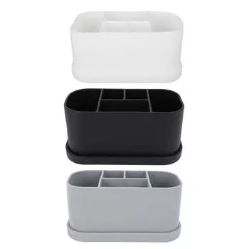 Силиконовый держатель для зубной щетки, зубной пасты, многофункциональные слоты, дренажные отверстия, столешница для ванной комнаты, органика Black