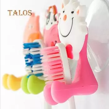 Силиконовый держатель для зубных щеток с милыми животными, настенная вешалка для ванной комнаты, подставка с крючком, предметы для ванной комнаты one size