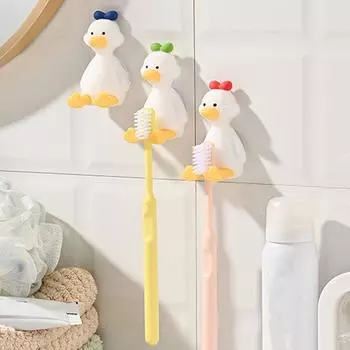 Силиконовый держатель для зубных щеток «Утка» без перфорации, подставка для зубных щеток для детей Green-style A