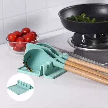 Силиконовый держатель ложки с поддоном для капель. Пищевая термостойкость. Столешница без бисфенола А. Верхняя часть плиты. Половник. Лопатка. Щипцы. Подставка для посуды. чёрный