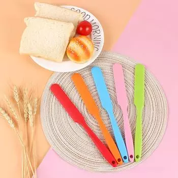 Силиконовый длинный скребок кремового цвета, длинный нож, скребок для выпечки тортов, небольшие аксессуары, силиконовая лопатка, инструменты для выпечки тортов оранжевый