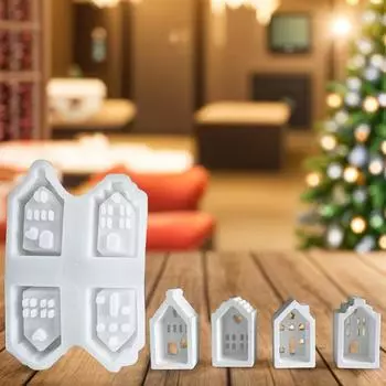 Силиконовый домик для рукоделия, орнамент, универсальные формы для свечей в стиле арт-хаус, формы для изготовления смолы для украшения стола