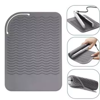 Силиконовый дорожный коврик термостойкий для щипцов для завивки, выпрямителя для волос, инструментов для укладки волос и горячих инструментов для укладки - Серый