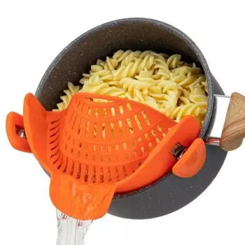 Силиконовый дренажный фильтр-прищепка для кастрюль, сковородок, термостойкий пищевой фильтр, кухонные гаджеты для мяса оранжевый
