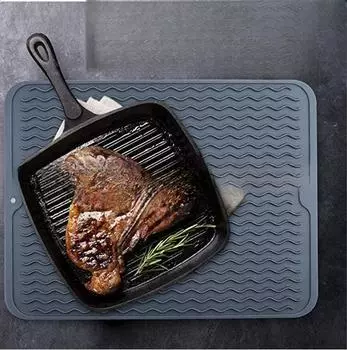 Силиконовый дренажный коврик 40*30 см большой нескользящий теплоизоляционный волнистый кухонный прилавок сушильный коврик 40*30cm темно серый