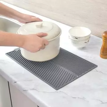 Силиконовый дренажный коврик для кухонной столешницы, термостойкий нескользящий многоцелевой утолщенный фильтр для воды с большой поверхностью Small серый