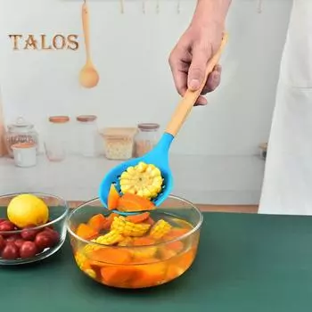 Силиконовый дуршлаг с антипригарным покрытием, термостойкий без BPA, большой фильтр-ковш, силиконовая ложка-фильтр для приготовления пищи серый