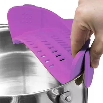 Силиконовый дуршлаг-сито с зажимом для кастрюли, термостойкий дуршлаг с регулируемым зажимом синий