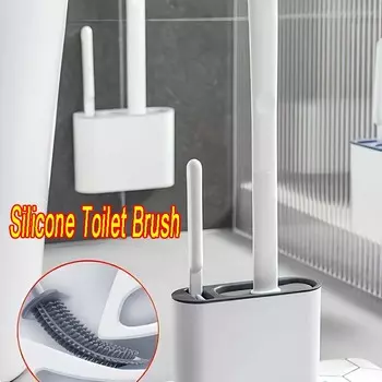 Силиконовый ершик для унитаза, аксессуары для ванной с держателем, набор настенных ершиков для унитаза, силиконовые щетинки для пола