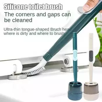 Силиконовый ершик для унитаза, гигиенический, без мертвых углов, настенный, щетка для унитаза, длинная ручка, наборы аксессуаров для ванной комнаты синий
