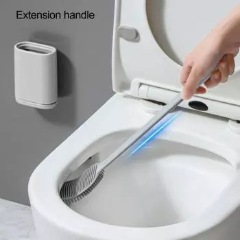 Силиконовый ершик для унитаза с длинной ручкой, двухсторонняя щетка для глубокой очистки, противоскользящий дизайн, фильтр