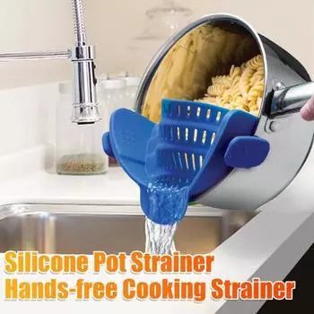 Силиконовый фильтр-сито для кастрюль, пристегивающийся дуршлаг, термостойкое сито с регулируемым зажимом, легкое пристегивающееся сито для кастрюль, сковородок, мисок синий