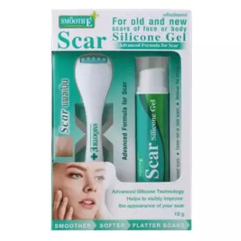 Силиконовый гель Smooth E Scar 10 г. + ролик для шрамов - тайский 10 g. зелёный