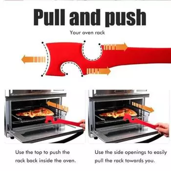 Силиконовый инструмент для выдвижения полок в духовке с удлиненной ручкой, аксессуары для духовки, фритюрницы, тостера, палка для выдвижения полок с крючком, крутые кухонные гаджеты Small