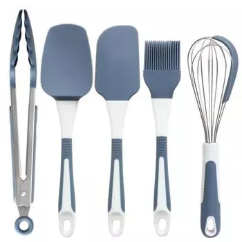 силиконовый инструмент для выпечки, лопаточка, скребок, масляная кисть, яичный венчик, пищевой зажим, термостойкий пищевой класс синий