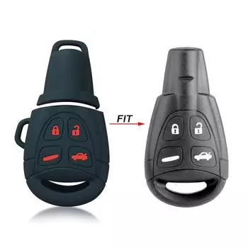 Силиконовый ключ смарт-пульт дистанционного управления 4 кнопки резиновый чехол брелок чехол брелок куртка защитный чехол для SAAB 9-3 9-5 2003-2012 чёрный