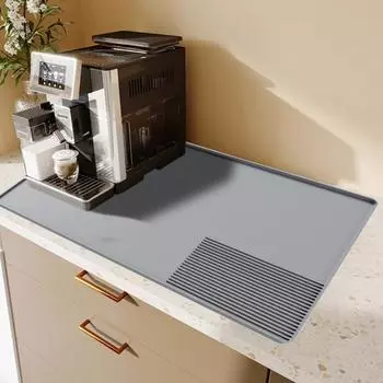 Силиконовый кофейный коврик с приподнятыми краями, аксессуары для барной станции эспрессо-напитков, под кофемашину, подставка для сушки посуды для столешницы 1pc серый