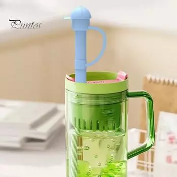 Силиконовый колпачок для соломинки, пыленепроницаемый, многоразовый, соломенный колпачок для чашек, герметичный, брызгозащищенный чехол для соломинки, подходит для различных чашек, экологически чистый аксессуар для соломинки светло-синий