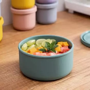 Силиконовый контейнер для хранения свежей еды с крышкой для микроволновки Bento Lunch Box Салатница Фруктовница Портативный контейнер для хранения еды для пикника на природе 250ml серый