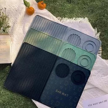 Силиконовый коврик для бара, прямоугольный, нескользящий, термостойкий, против ожогов, складной, для пикника, для кемпинга, для кемпинга, держатель для кофейной чашки, стол, подставка для столовых приборов, сушилка для разлива жидкости