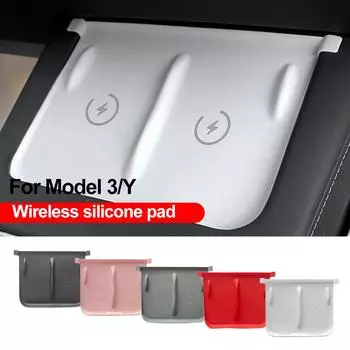 Силиконовый коврик для беспроводного зарядного устройства, защитный коврик, нескользящий коврик, аксессуары для салона автомобиля для Tesla Model 3 Y 2024 2024 2021