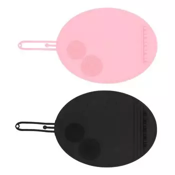 Силиконовый коврик для чистки кистей для макияжа, многослойный, большой размер, портативный инструмент для мытья, скруббер для косметики Black