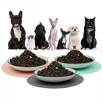 Силиконовый коврик для домашних животных, круглый коврик для кошачьей еды, коврик для корма для собак, нескользящий и грязеотталкивающий пищевой силиконовый коврик 24*0.35cm зелёный