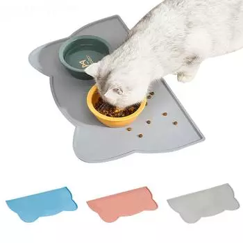 Силиконовый коврик для домашних животных, водостойкая миска для собак и кошек, коврик для еды, коврик для кормления домашних животных, поднос для кормления щенков, подушка для воды, подставка для столовых приборов серый
