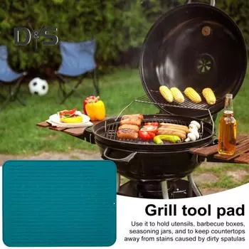 Силиконовый коврик для гриля Blackstone, устойчивый к высоким температурам, многофункциональный коврик для инструментов 3 в 1, пищевой, легкоочищаемый коврик для барбекю чёрный