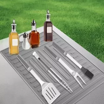 Силиконовый коврик для гриля, инструменты для гриля, большой коврик-лопатка для Blackstone, нескользящий уличный коврик для гриля, коврики для выпечки, коврик для боковой полки для гриля чёрный