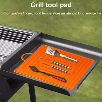 Силиконовый коврик для гриля, инструменты для гриля, большой коврик-лопатка для Blackstone, нескользящий уличный коврик для гриля, коврики для выпечки, коврик для боковой полки для гриля чёрный