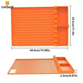 Силиконовый коврик для гриля Leeseph, силиконовый коврик для лопатки с подставкой для сбора капель, держатель для гриля и барбекю для кухни, готовка оранжевый