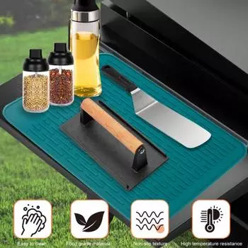 Силиконовый коврик для гриля Yousheng для Blackstone, устойчивый к высоким температурам, многофункциональный коврик для инструментов 3 в 1, пищевой, легкоочищаемый коврик для барбекю оранжевый
