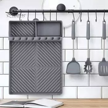 Силиконовый коврик для инструментов для гриля, большой коврик-лопатка с отверстием для подвешивания, нескользящая термостойкая столешница, подставка для инструментов для гриля-барбекю оранжевый