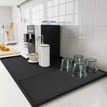 Силиконовый коврик для кофе с приподнятыми краями, барный коврик, влагозащищенный, легко моющийся, нескользящий, кухонный, непроливаемый коврик серый