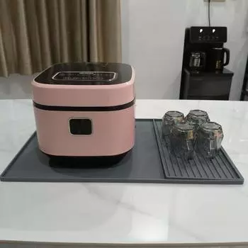 Силиконовый коврик для кофе с приподнятыми краями, барный коврик, влагозащищенный, легко моющийся, нескользящий, кухонный, непроливаемый коврик чёрный