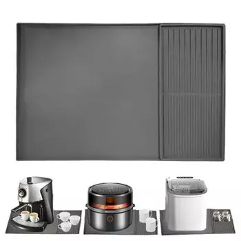 Силиконовый коврик для кофе с приподнятыми краями, барный коврик, нескользящий кухонный коврик, защищающий от брызг серый