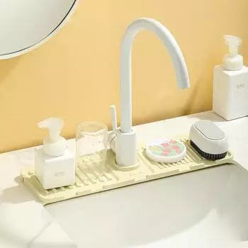 Силиконовый коврик для крана, брызговик для раковины, дренажная подушка для крана, утолщенная сушилка для кухни, ванной комнаты, защитные коврики для столешницы бежевый