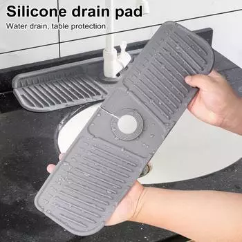 Силиконовый коврик для крана, обернутый вокруг смесителя, защита от брызг, сухая сушилка для кухни, ванной комнаты, столешницы, складной поддон для слива, многоцелевая раковина чёрный