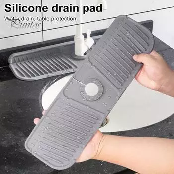 Силиконовый коврик для крана, обернутый вокруг смесителя, защита от брызг, сухая сушилка для кухни, ванной комнаты, столешницы, складной поддон для слива, многоцелевая раковина чёрный