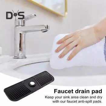 Силиконовый коврик для крана, обернутый вокруг смесителя, защита от брызг, сухая сушилка для кухни, ванной комнаты, столешницы, складной поддон для слива, многоцелевая раковина чёрный