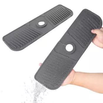 Силиконовый коврик для крана Wrap Around Design Faucet Sink Splash Guard Dry Drying Pad серый