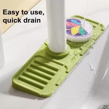 Силиконовый коврик для крана Yousheng, быстросохнущий коврик со встроенным поддоном для слива, легкоочищаемый защитный экран для ванной комнаты, кухонный органайзер серый